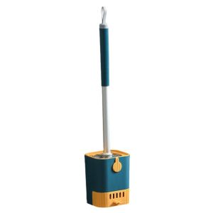 PLUMFOU Durable Bristles Wall Mount Toilet Brush Set Ergonomic Built-in draining tray Long Handle WC Brush Modern Antibacterial Toilet Cleaning Brush Household