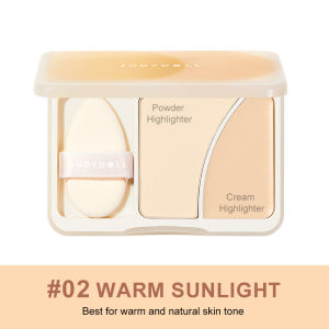 Judydoll Brighten Palette Dual-Color Highlighter Palette Matte Powder Highlighting Cream Brightening Concealer for Tear Troughs