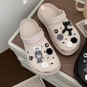 WomenS Summer Outdoor Clogs With Thick Soles Fashionable Balloon Dog Cartoon Bear Design Platform Height-Increasing Non-Slip For The Beach