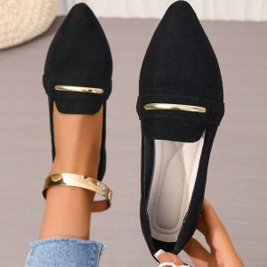 Free Shipping Plus-Size 44 Pointed-Toe Color-Block Slip-On Flats Comfortable Shallow Ballet Flats