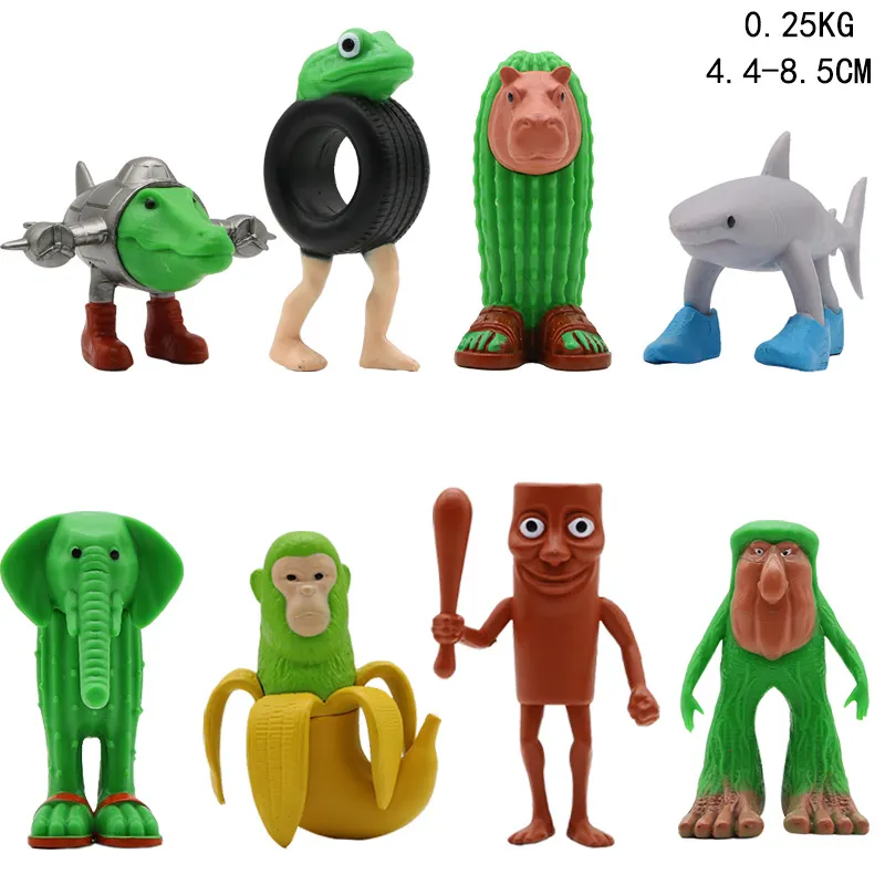 8Pcs 6Pcs Anime Tung Tung Sahur Action Figure Cactus