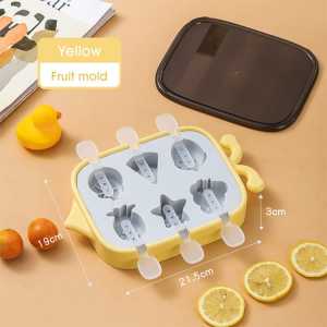 Cetakan Es Krim Bentuk Buah 6 Stik Bahan Silicone / Ice Cream Mould Fruit Shape / W8595