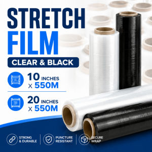 Stretch Film Clear / Black Heavy Duty Plastic Packaging Wrap for Parcel Box Pallet Wrapping