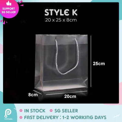 Plastic Bag for Gift with Handles Reusable PVC Packaging Transparent Bags for Birthday PartyWeddingCorporate EventMini GoodieDoor&Return Gift
