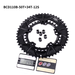 STONE Alloy 7075 Double Chainring BCD110 110mm 5 Bolts Arms Road 12 Speed for Rotor FSA Cranks Power Meter Gravel Road Bike Chainwheel Super Compression Chain Ring