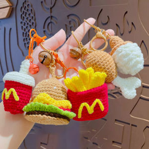 KS พวงกุญแจจี้กระเป๋าถือแบบมีพวงกุญแจผ้าขนสัตว์แมคโดนัลด์ทอดทอดแบบถักด้วยมือ