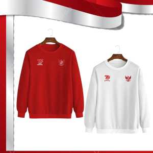 Sonclothing - Sweater basic pria crewneck distro seragam Merah Putih HUT Kemerdekaan RI 79th