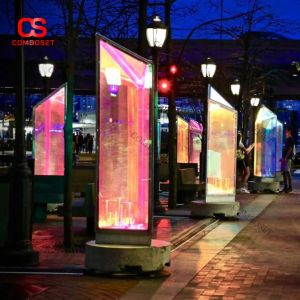 Đèn Sân Vườn Nghệ Thuật Cột Acrylic Ánh Sáng RGB Hiện Đại