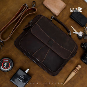 Tas Gadget Tablet 10" 11" Selempang Pria Kulit Sapi Keren Multi Kompartemen Slot Kartu ATM Pulpen