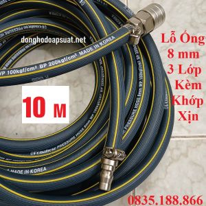 COMBO 10 - 15 -20 MÉT DÂY KHÍ NÉN 3 LỚP HÀN QUỐC PONAHOSE PHI 8 (8 x 15 mm) Kèm Khớp nối nhanh
