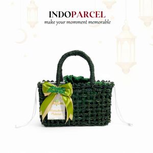 INDOPARCEL - Tas Jinjing Anyaman Rara Edisi Ramadhan Asessories Bunga Pita dan Hang tag Tas Hampers Tas Kado Hari Raya Tas Bungkus Kemasan Hari Raya Idul Fitri Viral Terbaru