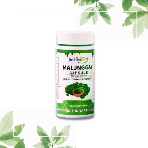 Bellevine Malunggay Capsules 100s 500mg Moringa Oleifera Plant Based Food Supplement for Adults Daily Wellness Support Antioxidant Support Green Leaf Capsule Format Convenient Bottle Pack for Home Office Travel Routine Use Natural Nutrient Support