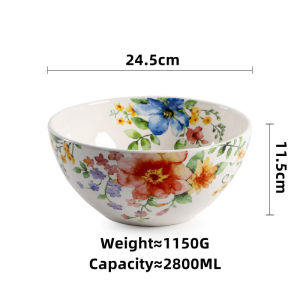 OMK American Style Underglaze Ceramic 9.6 inch Salad Bowl 2800ML Spring Series