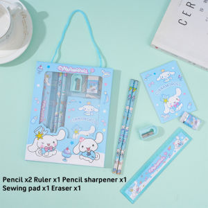 Sanrio Stationery Kuromi Items for School 6-in-1 Prizes for Students/Kids Pencil Case Set