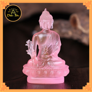 Phật Dược Sư Tượng lưu ly Màu Hồng Cao 12cm tượng phật mật tông đồ thờ cúng