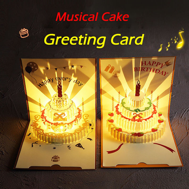 3D Pop Up Birthday Cards,Warming LED Light Birthday Cake Music Happy ...