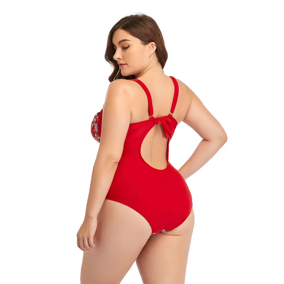 Plus Size Women's One Piece Swimsuit Printed European and American