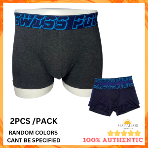 (MG)Swiss Polo 2pcs Men Boxer Trunk Smooth Comfort Underwear With Printing Design Seluar Dalam Lelaki Ready Stock