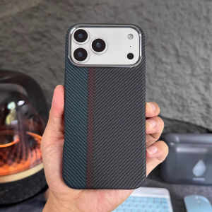 Carbon Fiber Magnetic Phone Case for iPhone 17 16 Pro Max Wireless Charging Magnet Back Cover Alloy Lens Camera Protection Shell