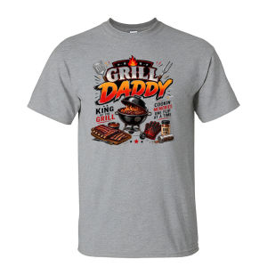 [Local Stock] HBESTY  Grill Daddy King Of The Grill BBQ Meat Grilling Tools Graphic Men Summer Cotton T Shirt Barbecue Dad Vintage Short Sleeve Tee