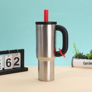 LIFE SHOPS 40oz Capacity Stainless Steel Tumbler Stainless Steel Double Layer Vacuum Insulated Cup Stylish Thick Handle Ice Cup Home Office