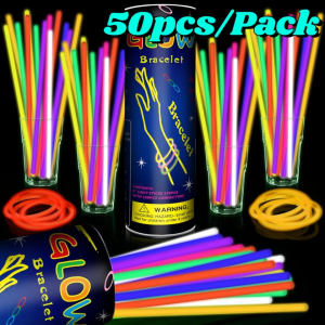 50/100Pcs Fluorescence Sticks Party Multicolor Glowing Stick Bright Colorful Light Bright Bendable Glow Bracelet Party Supplies