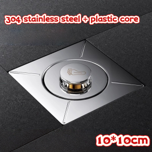 Foot Press Type Stainless Steel Floor Drain Bouncing Core Seal Cover Water Pipe Anti-Odor And Anti-clogging Bathroom