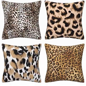 ปลอกหมอนผ้าโพลีเอสเตอร์เนื้อเรียบสำหรับตกแต่งเตียงโซฟาพิมพ์ลายเสือดาวที่คลุมหมอนอิง