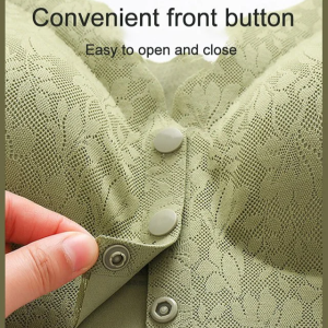 Lace Jacquard Front-Open Plus Size Comfortable Bra for Summer Moms Pregnant Women Women Middle-aged with Lift No Trace