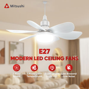 Fyseus by Mitsushi Ceiling Fan Light 20" with Remote Control Silent Ceiling Light with Fan 3 Colors E26 Socket Led Light Bulb Fans
