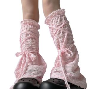 Leg Warmers for Women Ballet Style Leg Warmers Summer Mesh Long Leg Socks Sweet Bows Lace Up Leg Covers Streetwear