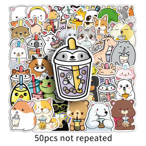 50pcs Cute Animal Bubble Milk Tea Kawaii Girl kanak-kanak Notebook bagasi Laptop DIY Design Vinyl Sticker