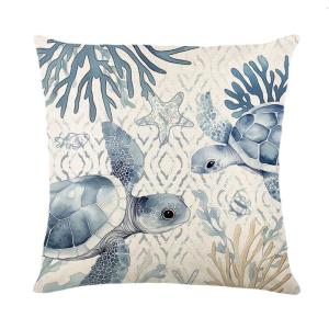 Linen Cushion Cover With Ocean Designing Cushion Cover Perfectly For Summer Home And Sofa Decoration