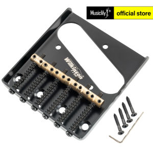 Wilkinson M Series 54mm(2-1/8 inch) String Spacing Vintage Ashtray Telecaster Bridge with 6 Brass Barrel Saddles for Tele Style Electric Guitar