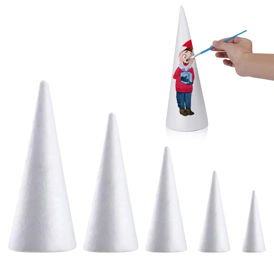 5 Pieces Cone Shaped Modelling Foam Polystyrene Styrofoam Foam Crafts Xmas  Party