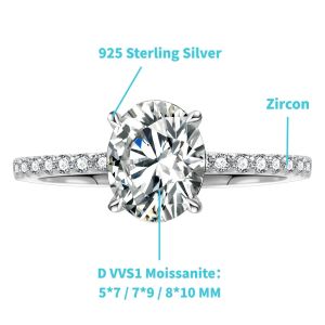 TY 1-3 Carat 925 Sterling Silver Moissanite Ring Pigeon Egg Diamond Ring D Color Moissanite Lab Grown Gems Wedding Ring Fine Jewelry