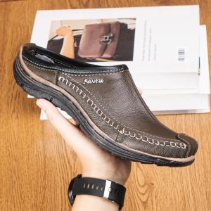 Sandal Slop Pria Sepatu Sendal Bustong Kulit Rajut MBS01