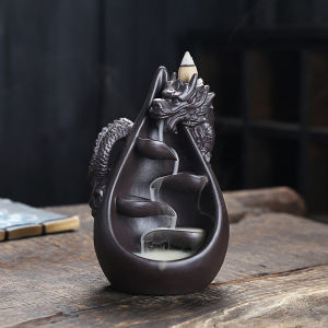 Ceramic Purple Clay Water Drop Dragon Backflow Incense Burner - Zen Home Tea Ceremony Decor