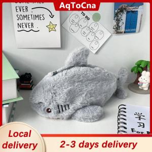 [COD] AqToCna Ship within 24 hours Cute Plush Ocean Shark Pencil Case Cosmetic Bag Portable Large Capacity Pen Pouch Stationery Storage Box School Office Supplies