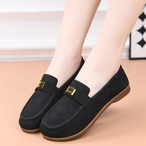 Free Shipping New Spring And Autumn Styles Of Soft-Soled Soft-Faced Canvas Shoes For Middle-Aged And Elderly Women Featuring A Slip-On Design And A Flat Sole