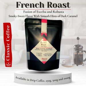 3Brews French Roast Coffee: Dark Roast Bold Freshly Ground and Whole Beans for Brewing Custom Grind - Fresh Per Order - 250g 500g 1000g