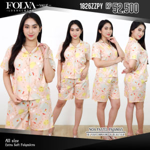 FOLVA Baju rumah kemeja wanita katun halus setelan celana pendek busui 1826ZZPY