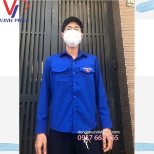 Áo Sơ Mi Đoàn Thanh Niên Nam Nữ Tay Dài Logo Thêu - VĨNH PHÁT Hình Thật