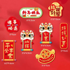 FDYRU 8Pcs/set Creative New Year ic Sticker Cartoon Traditional Chinese Celebrating Blessing Refrigerator Blessing Gift ic Sticker Chinese Style Refrigerator s Home Decoration