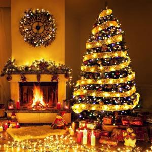 Cây thông noel size lớn cao 2m1 Full phụ kiện và ruy băng LED sáng 2 lớp siêu đẹp