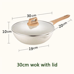 GAOBOOS Nonstick Titanium Ceramic Large Capacity Wok Deep Frying Pan No PFAS& PTFE& PFOA Suitable for All Stoves Upgrade Titanium Cookware 30cm Wok With Lid