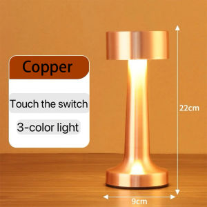 LED Table Lamp christmas lights Aluminum Alloy 3000mAh Desk Lamp Indoor Lighting Rechargeable Light USB Charging Touch Control Night Lamp Tricolor Adjust Brightness Bedside Lamp for Bedroom Bar Cafe Hotel Study