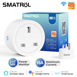 SMATRUL Smart Wifi Plug Socket with Power monitor RF433 Remote Control WiFi Sockets 16A/20A Compatible for Alexa Google Home Assistant 天猫精灵 UK Plug
