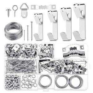 246Pcs Metal Picture Hangers Set Picture Hanging Hook Heavy Duty Picture Hook with Nails for Drywall Wall