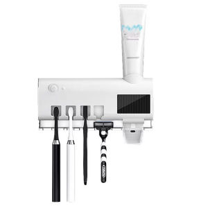 UCORP UV Toothbrush Sterilizer Solar Powered LED Disinfection Toothbrush Holder with Automatic Toothpaste Dispenser